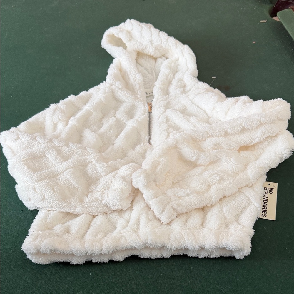 No Boundaries Plush White Hooded Jacket. CAJA. # 3